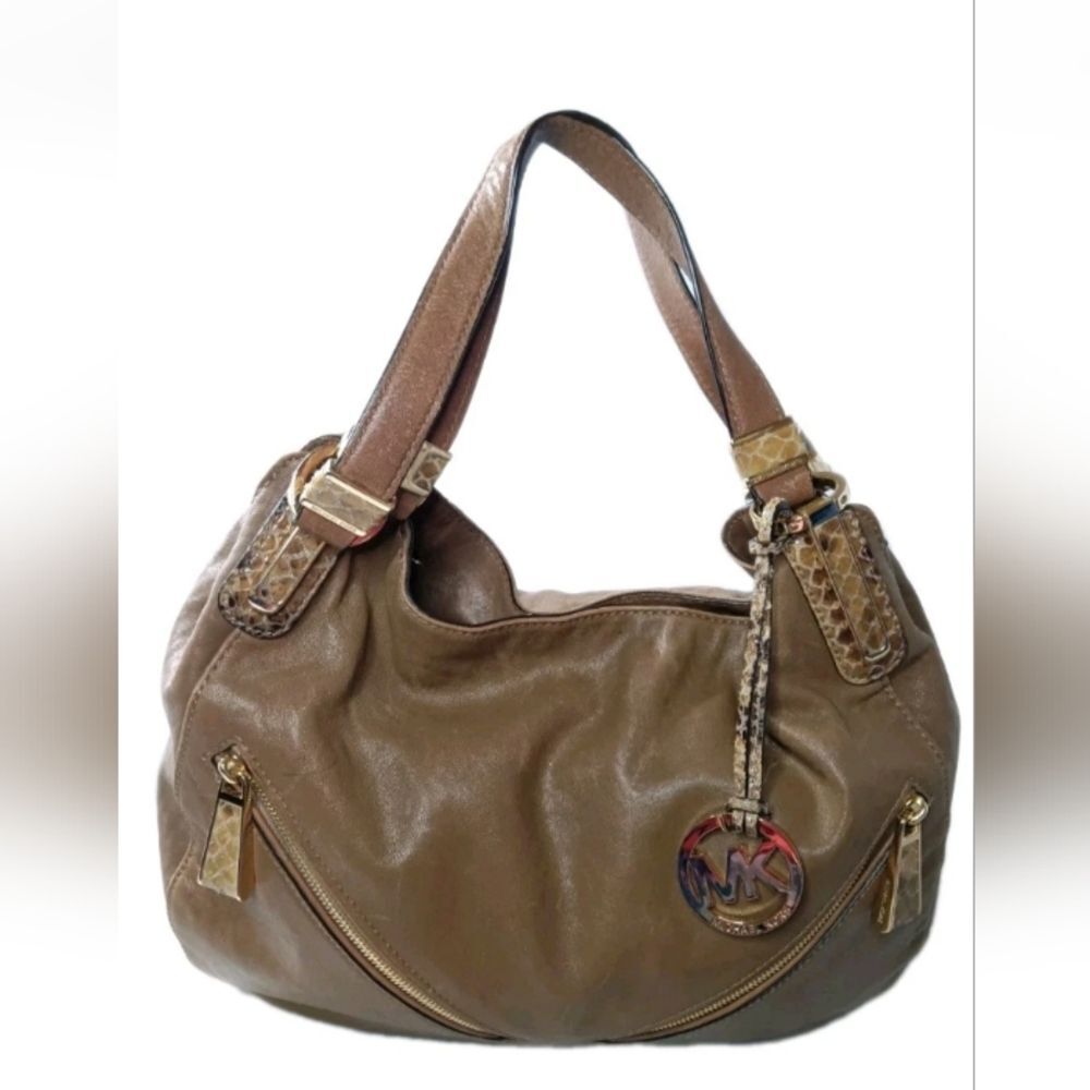 Michael Kors Leather Shoulder Tote Large Handbag Retail $375 - Picture 2 of 11